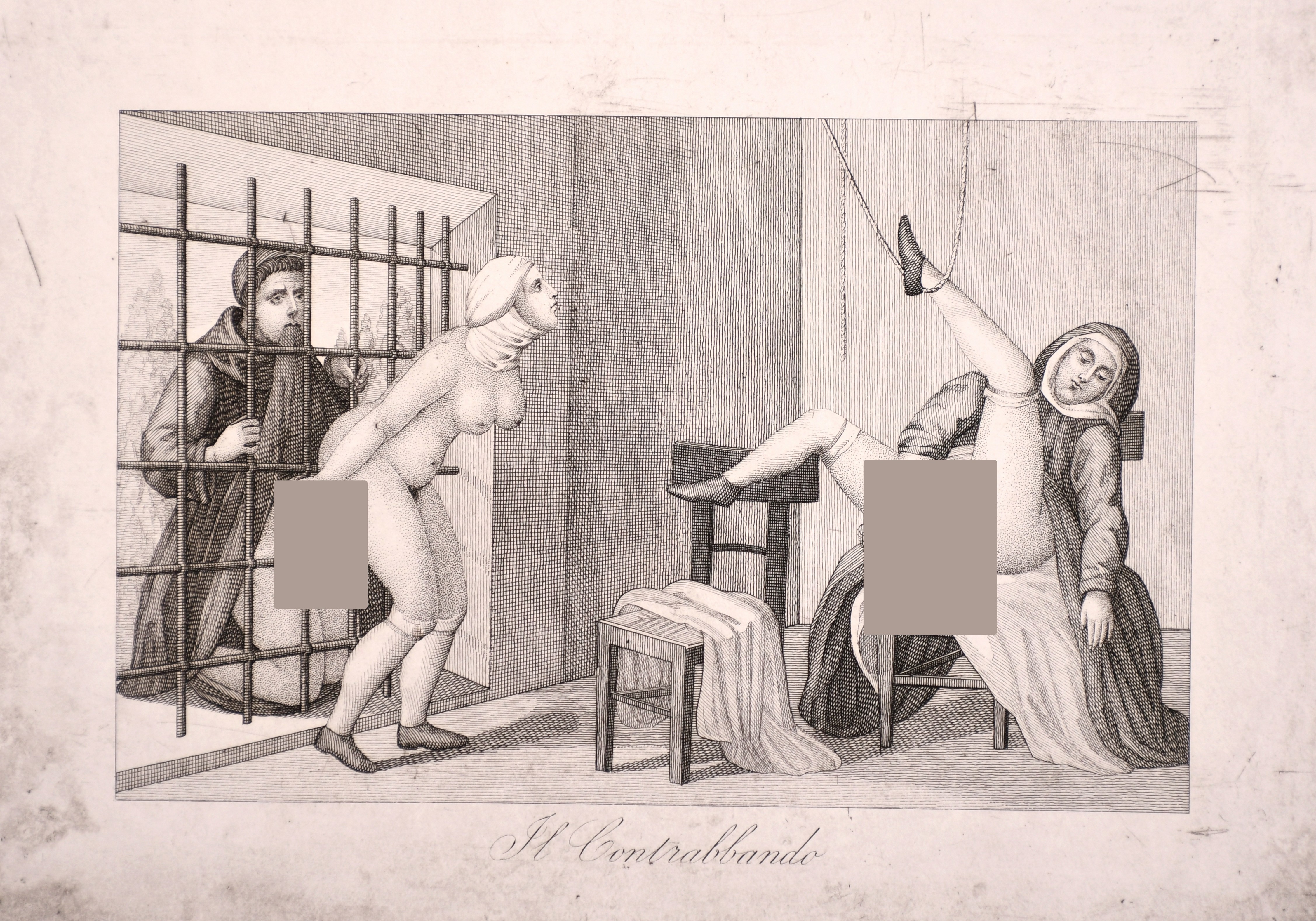 20th Century Spanish School. “La Rivista”, Engraving from an Erotic 18th Century set, Unframed, 5” x - Image 3 of 23