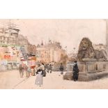William Frederick Liddell (act. 1905-1927) British. ‘Trafalgar Square’, with a Horse Drawn