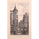 Charles Meryon (1821-1868) French. “Tourelle, Rue de L’Ecole de Medecine, 22. Paris”, Etching,