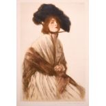 Mortimer Luddington Menpes (1855-1938) British. Portrait of a seated Lady wearing a Hat, Etching