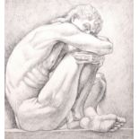 Richard Ennis (1958- ) British. Study of a Naked Man, Pencil, Signed, Unframed, 11” x 10” (28 x 25.