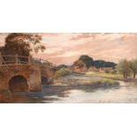 A… H… Waller (19th Century) British. A River Landscape with a Figure in a Punt, Watercolour,