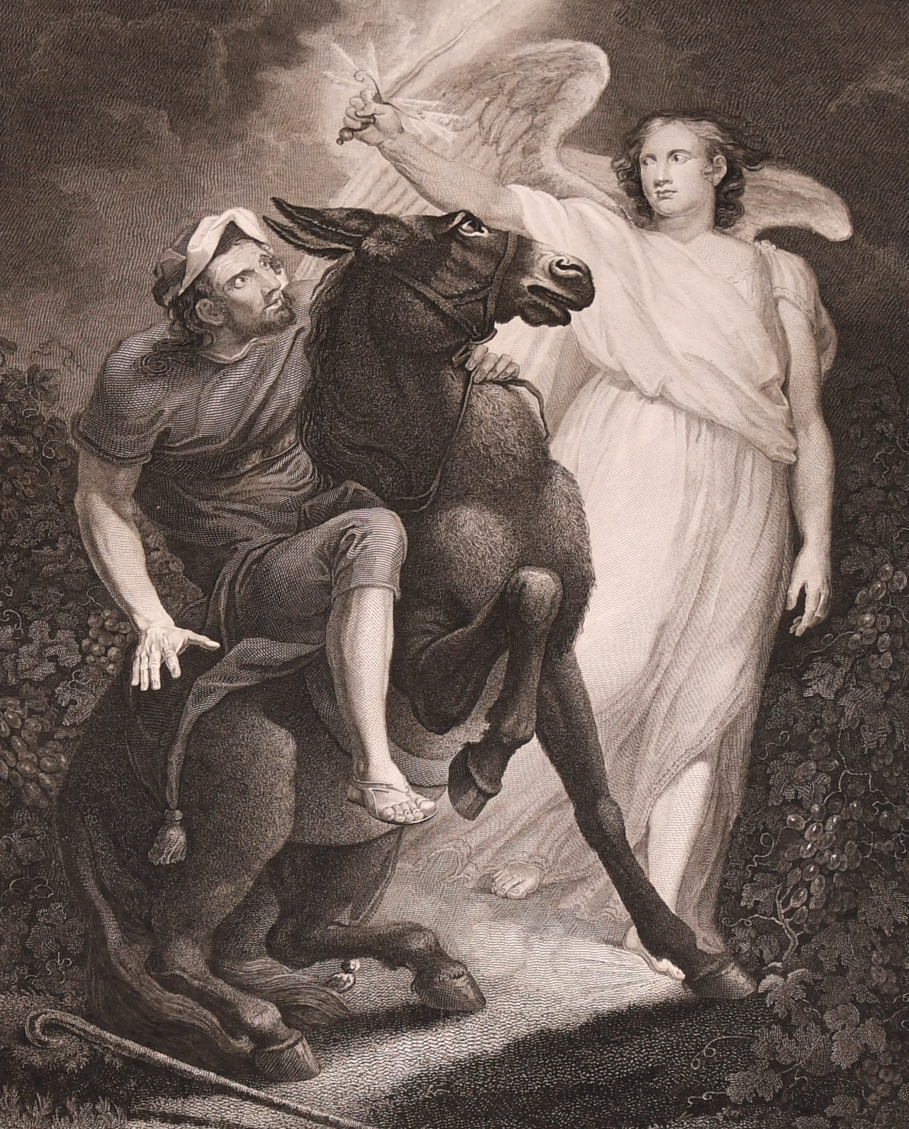 James Northcote (1746-1831) British. “The Angel Stopping Balaam”, Engraving, Unframed, 12.5” x 9.75”