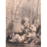 After Pierre-Paul Prud’hon (1758-1823) French. A Study of Two Cherubs, Charcoal, 16.5” x 12.5”