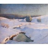 Manner of Gottardo Segantini (1882-1974) Italian/Swiss. A Winter Scene, Oil on Board, bears a