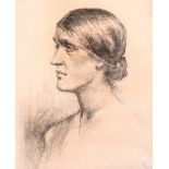 Leonard John Fuller (1891-1973) British. Bust Portrait of a Lady, Chalk, Inscribed on the mount,