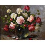 Manner of Marcel Dyf (1899-1985) French. A Still Life of Flowers in a Glass Vase, Oil on Panel, 7.