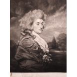 After Sir Joshua Reynolds (1723-1792) British. Portrait of Viscountess Duncannon, Mezzotint,