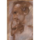 Frederick James Shields (1833-1911) British. Studies of a Male Head, Chalk, Unframed, 17.75” x 10.5”