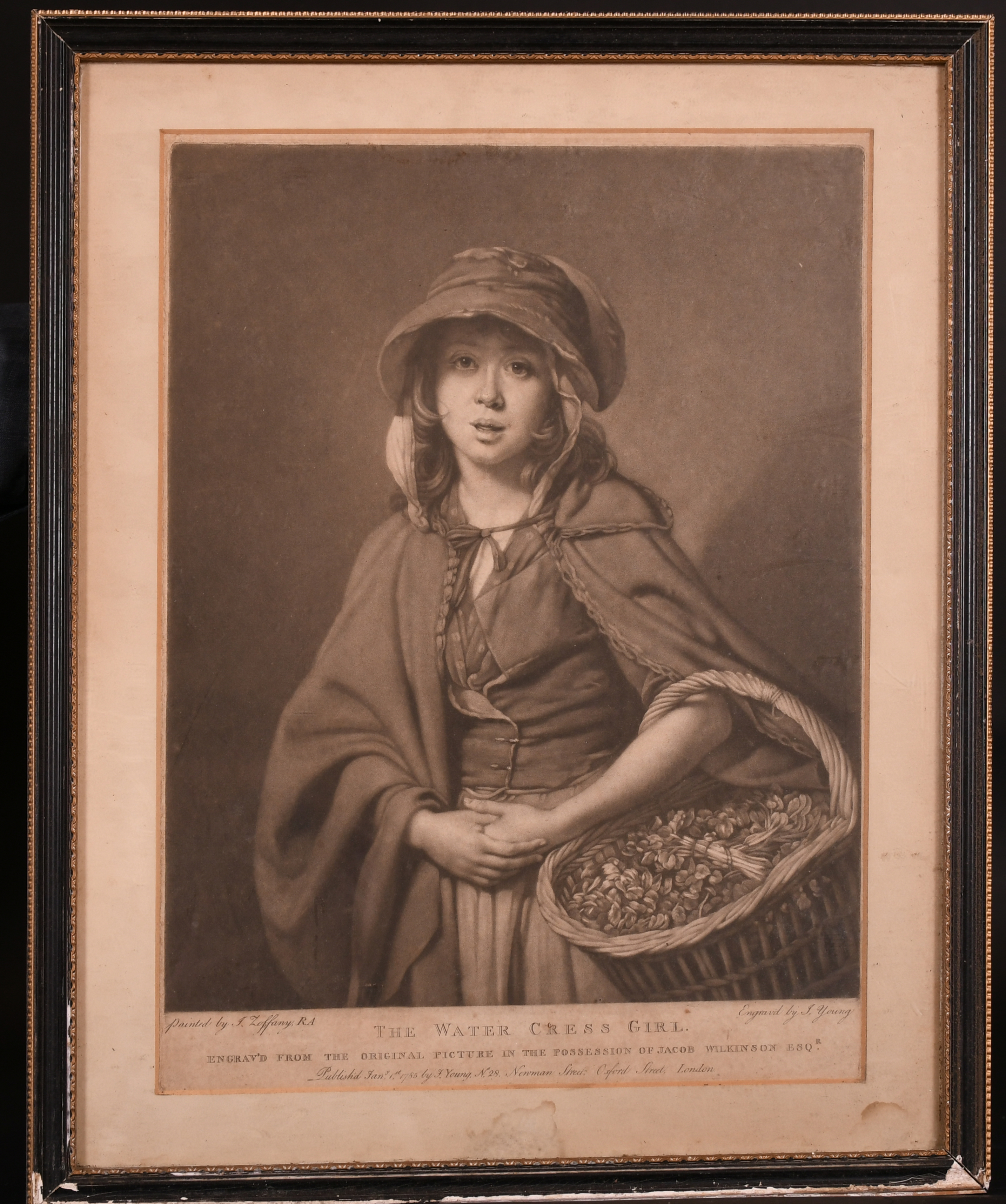 After Johan Joseph Zoffany (1733-1810) German/British. “The Water Cress Girl”, Engraving, 13.5” x - Image 2 of 4