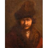 After Rembrandt van Rijn (1606-1669) Dutch. Portrait of a Man, Oil on Panel, in a Hollow Gilt Frame,