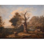 Manner of James Stark (1794-1859) British. A Horse by a Gnarled Tree, Oil on Panel, Unframed, 6.