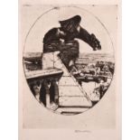 David Young Cameron (1865-1945) British. Gargoyle, Dry-point Etching, Signed, Unframed, 7.75” x 5.