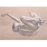 Richard Ennis (1958- ) British. “Girl Lying Stretched Out”, Pencil and Chalk, Signed, Unframed,