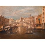 20th Century Italian School. ‘The Rialto Bridge, Venice’, Oil on Canvas, 11.75” x 15.75” (32.4 x