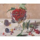 John Stanton Ward (1917-2007) British. “The Redcurrants”, in a Glass with Fruit by the side, Oil
