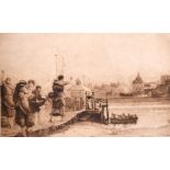 Robert Walker Macbeth (1848-1910) British. “Waiting for the Ferry”, Engraving, Unframed, 13.75” x