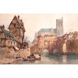 Paul Marny (1829-1914) British. A Continental River Landscape, Watercolour, Signed, 20” x 29.75” (