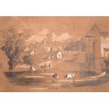 Robert Crowther (19th Century) British. “Guildford Ferry”, Pencil and Wash, Signed and Inscribed