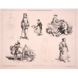 After Francois-Fortune-Antoine Ferogio (1805-1888) French. Studies of Figures, Print, Unframed, 8.