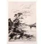 J… Beattie Scott (act.c.1865-1925) British. A River Landscape, Etching, Signed in Pencil,