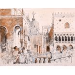 John Stanton Ward (1917-2007) British. “Piazzella San Marco, Venezia”, Lithograph, Signed, Inscribed