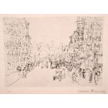 Ellen French (20th Century) British. A London Street Scene, Etching, Signed and Numbered 18/20 in