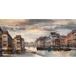 Marcel Lareau (20th Century) French. A Parisian River Scene, Oil on Canvas, Signed, 23.75” x 47.