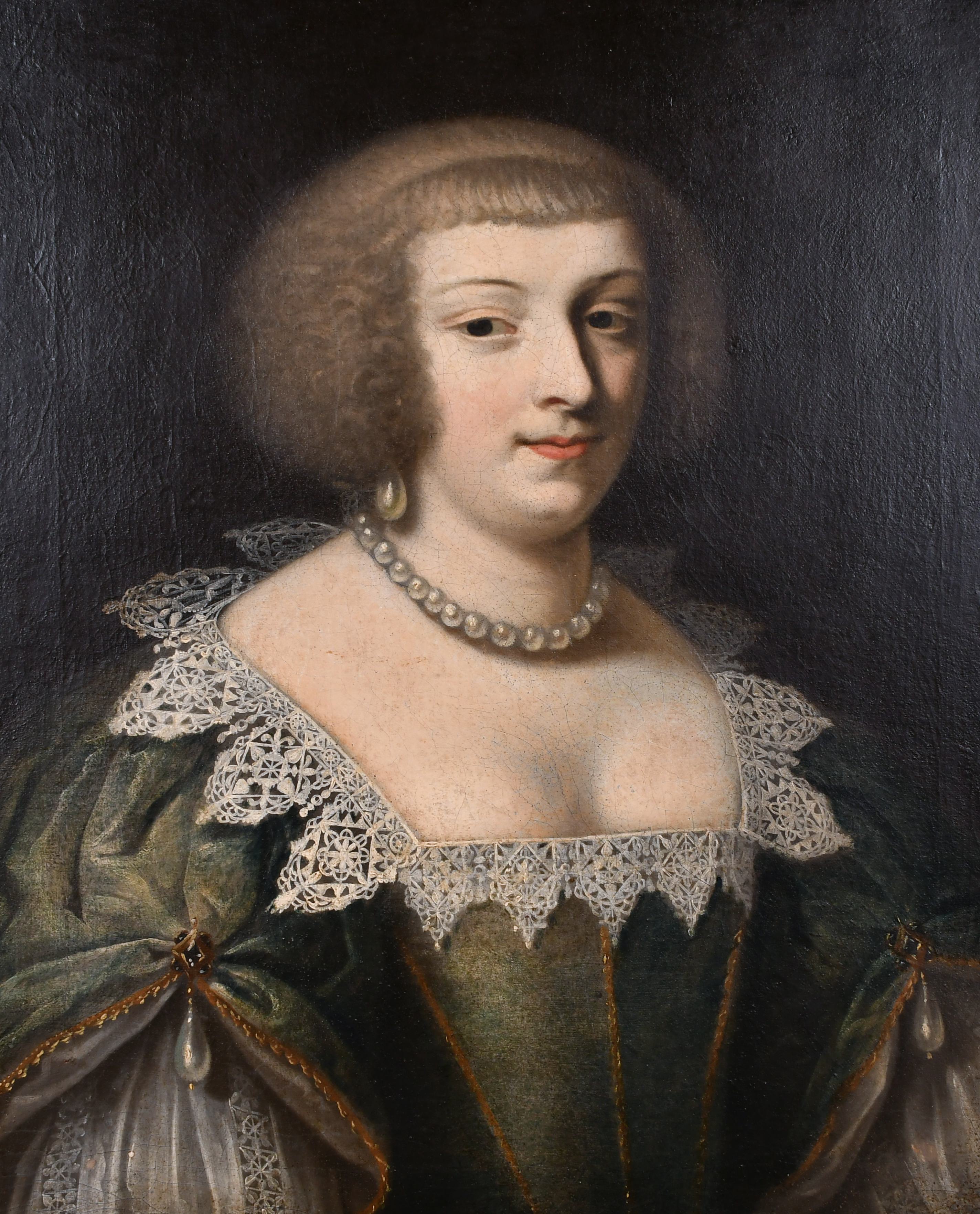 17th Century English School. "Portrait of Mrs Pemberton", Oil on canvas, Inscribed on a label on the
