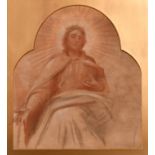 George Frederic Watts (1817-1904) British. “Christ in Glory”, Red chalk on joined paper, Inscribed
