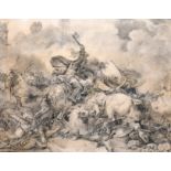 19th Century Italian School. A Cavalry Battle, Pencil, 8.25” x 10.75” (21 x 27.3cm)