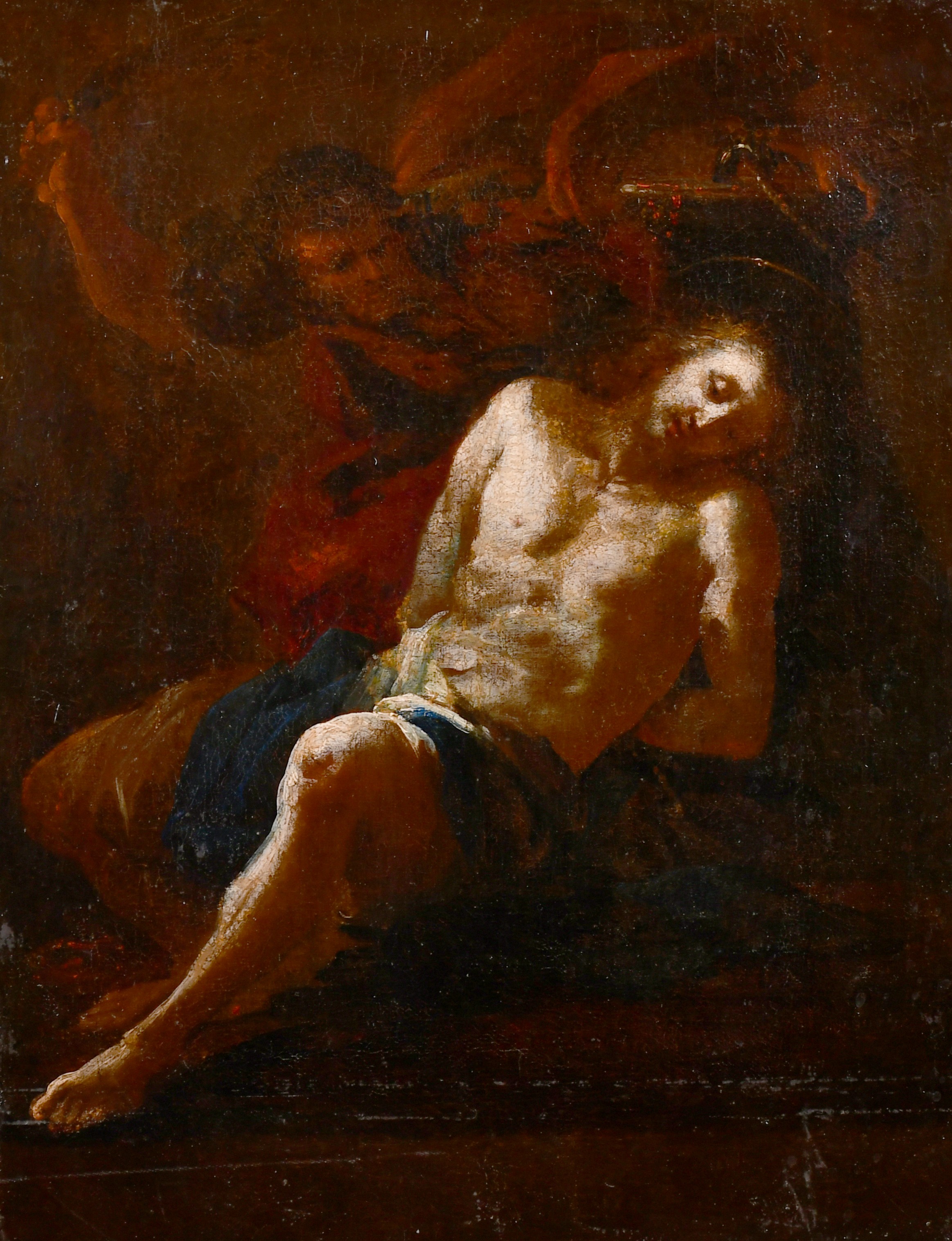 Late 17th Century Italian. The Flagellation of Christ, Oil on Canvas, Unframed, 15” x 11.75” (38 x