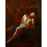 Late 17th Century Italian. The Flagellation of Christ, Oil on Canvas, Unframed, 15” x 11.75” (38 x