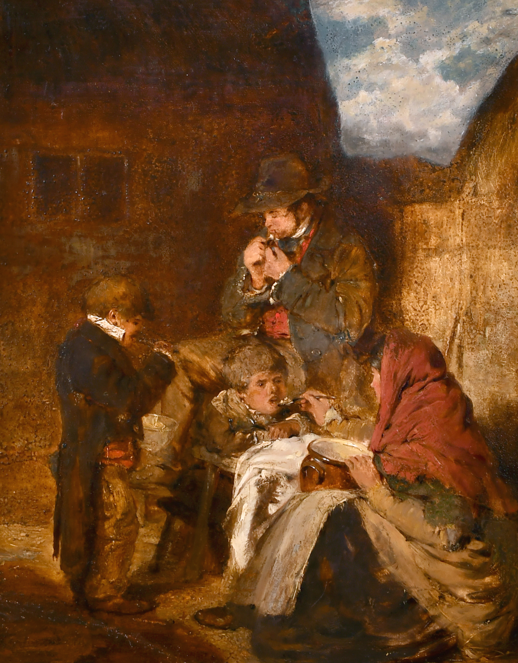 Erskine Nicol (1825-1904) British. ‘Sharing the Pot’, Oil on Board, Indistinctly Signed, 14” x