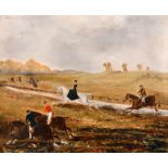 19th Century English School. A Hunting Scene, Oil on Canvas, Unframed, 10” x 12” (25.4 x 30.5cm)