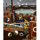 Charles McCall (1907-1989) British. ‘The Buckie Trawlermen’ (Scotland), Oil on Canvas, Signed and