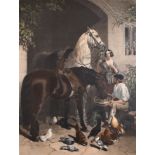 After John Frederick Herring (1795-1865) British. “Feeding the Horse”, Engraved in Colour by T. L.