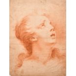 18th Century Italian School. The Head of a Saint, Sanguine, 17.75” x 13.25” (45.2 x 33.7cm)