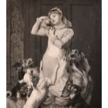 After Briton Riviere (1840-1920) British. Young Girl with Dogs, Engraving by Frederick Stacpoole (