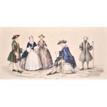 19th Century English School. A Costume Study of Fashion from the Reign of George II, Watercolour and