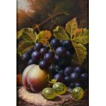 Manner of Oliver Clare (1853-1927) British. A Still Life of Fruit, Oil on Panel, 7” x 5” (17.7 x