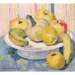 Georges Giraud (1882-?) French. "Pommes, Bananes et Melon", Oil on board, Signed, and Inscribed on