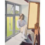 John Hopwood (1942-2015) British. "Self Portrait in White. (Summer) 1970", Oil on canvas,