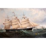 John Scott (1802-1885) British. 'Richard Rylands', a Three Masted Merchantman off Table Bay