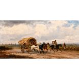 Rudolph Stone (1838-1920) British. Figures in a Horse Drawn Cart, Oil on Panel, Signed, and