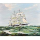 Deirdre Henty-Creer, (1925-2012) Australian/British. A Three Masted Clipper Ship in Full Sail, Oil