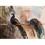 Michael Wishart (1928-1996) British. "Peacocks, Marrakesh 1971", Oil on canvas, Signed, and