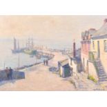 Gyrth Russell (1892-1970) Canadian/British. ‘The Quay, Newlyn’, Oil on Canvas, Signed, 20” x 28” (