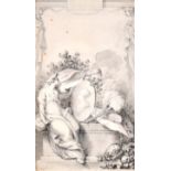 18th Century English School. Study for a Mural, Pencil, Indistinctly Inscribed and Dated,