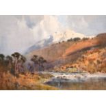 Arthur Tucker (1864-1929) British. “Glen Affric”, a Mountainous River Landscape, Watercolour,